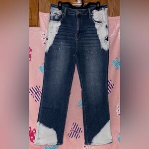 Risen straight leg jeans